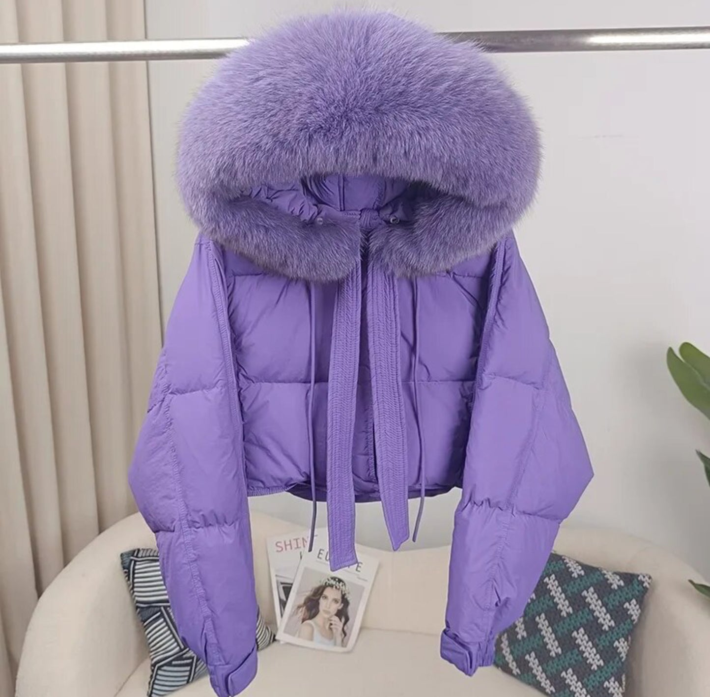 Luxury 100% natural fur puffer coats .💜