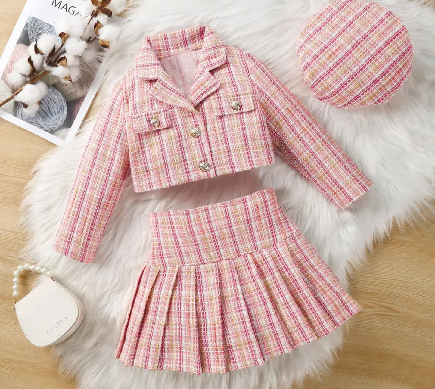 Girls Three piece set Tweed sets . Kids Collection