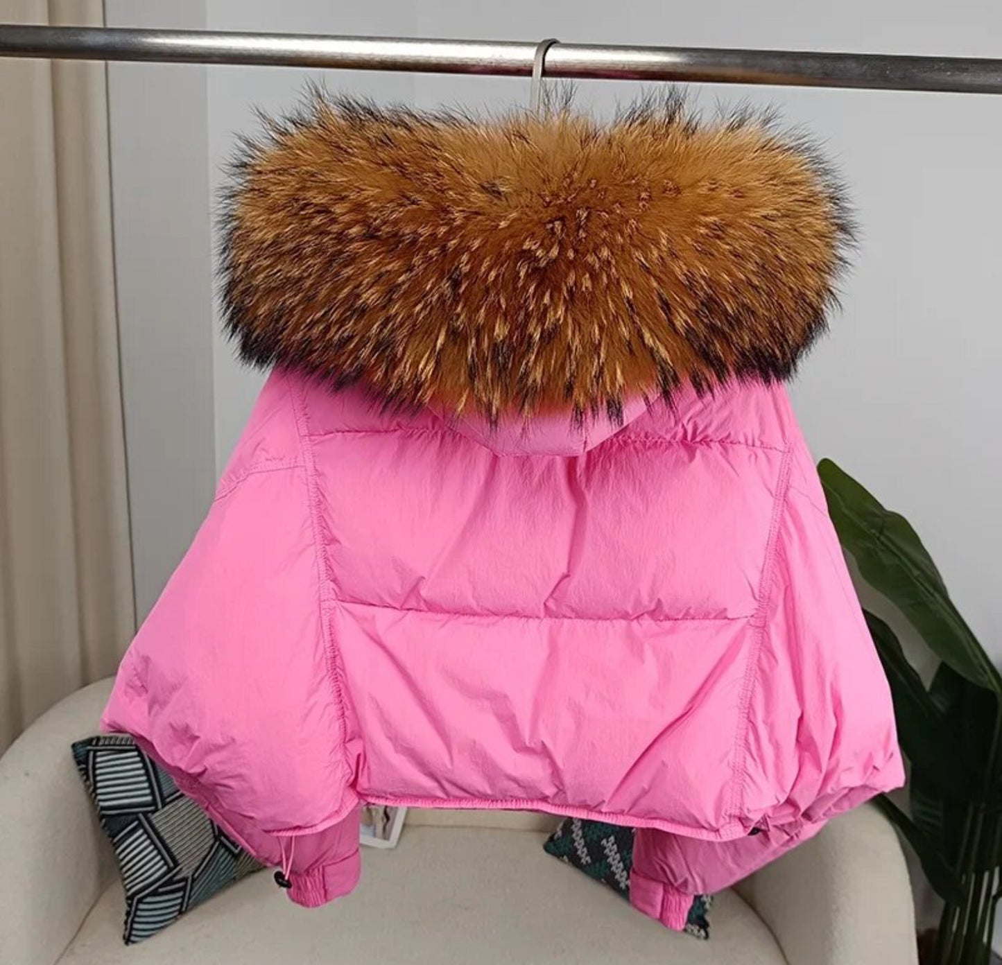 Luxury 100% natural fur puffer coats .💜