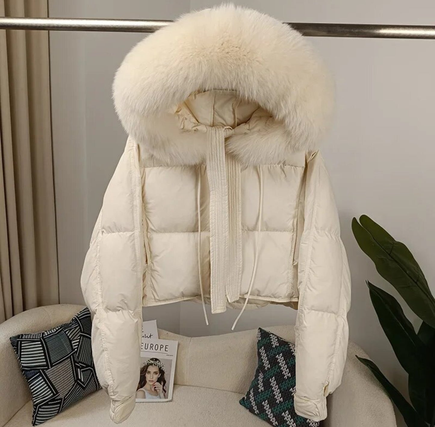 Luxury 100% natural fur puffer coats .💜