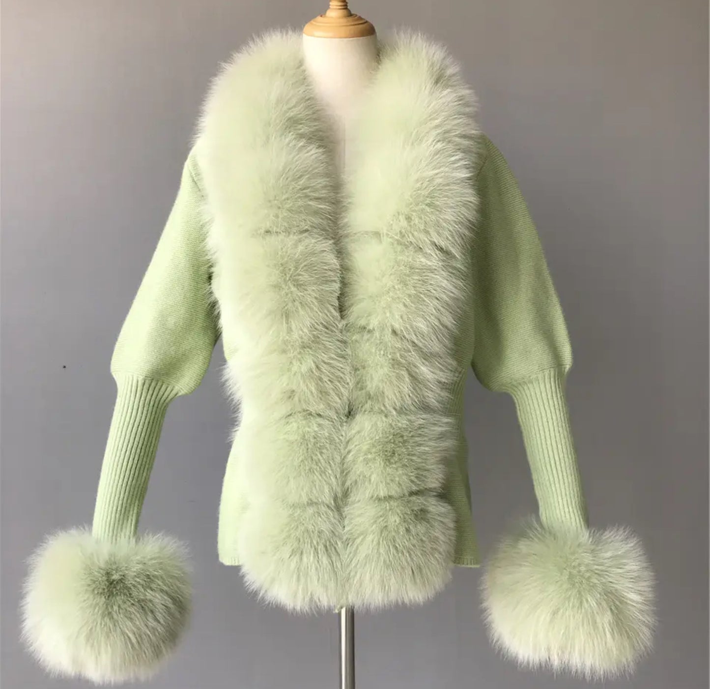 Luxury fox fur winter cardigans . Jackets