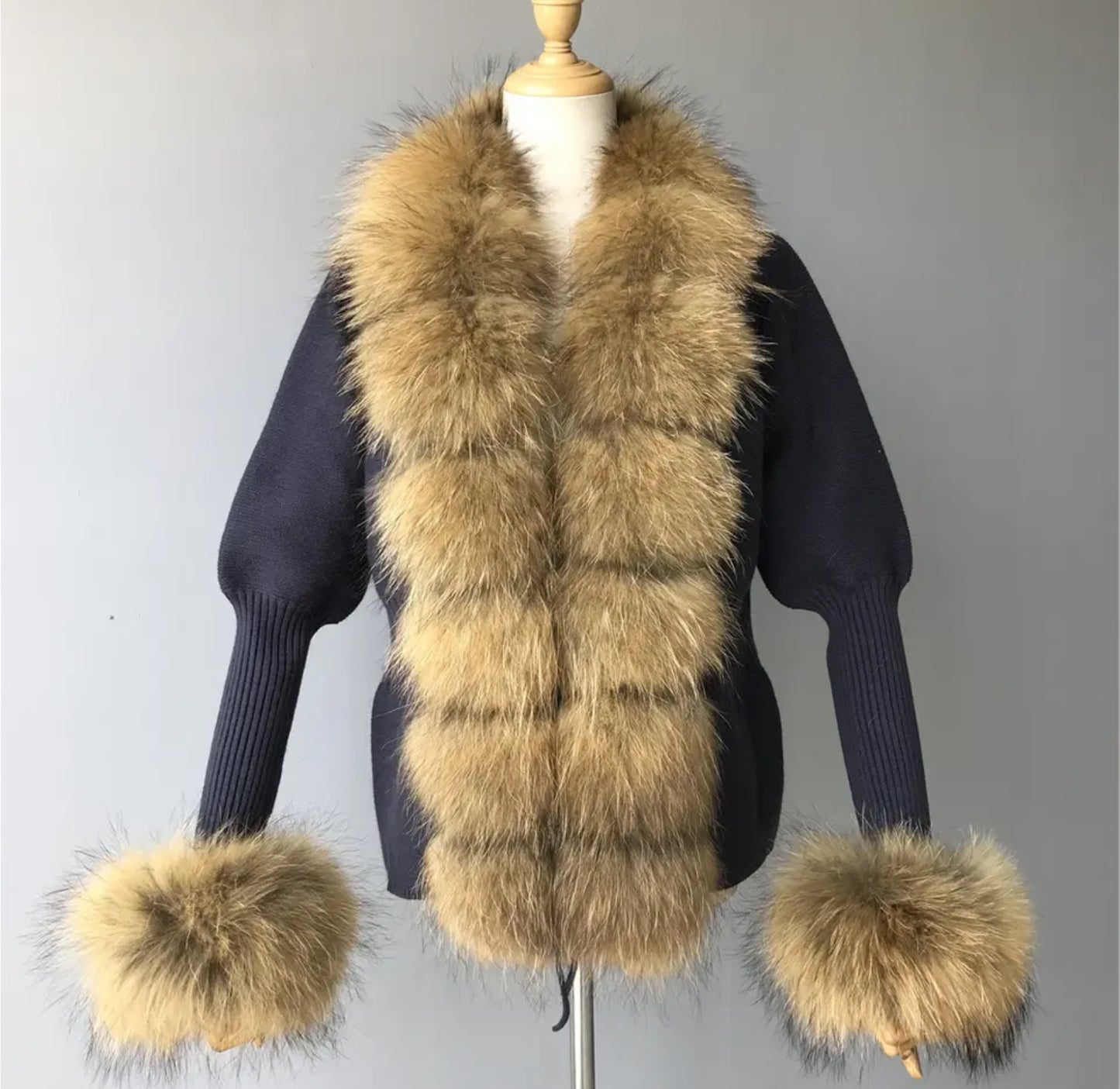 Luxury fox fur winter cardigans . Jackets