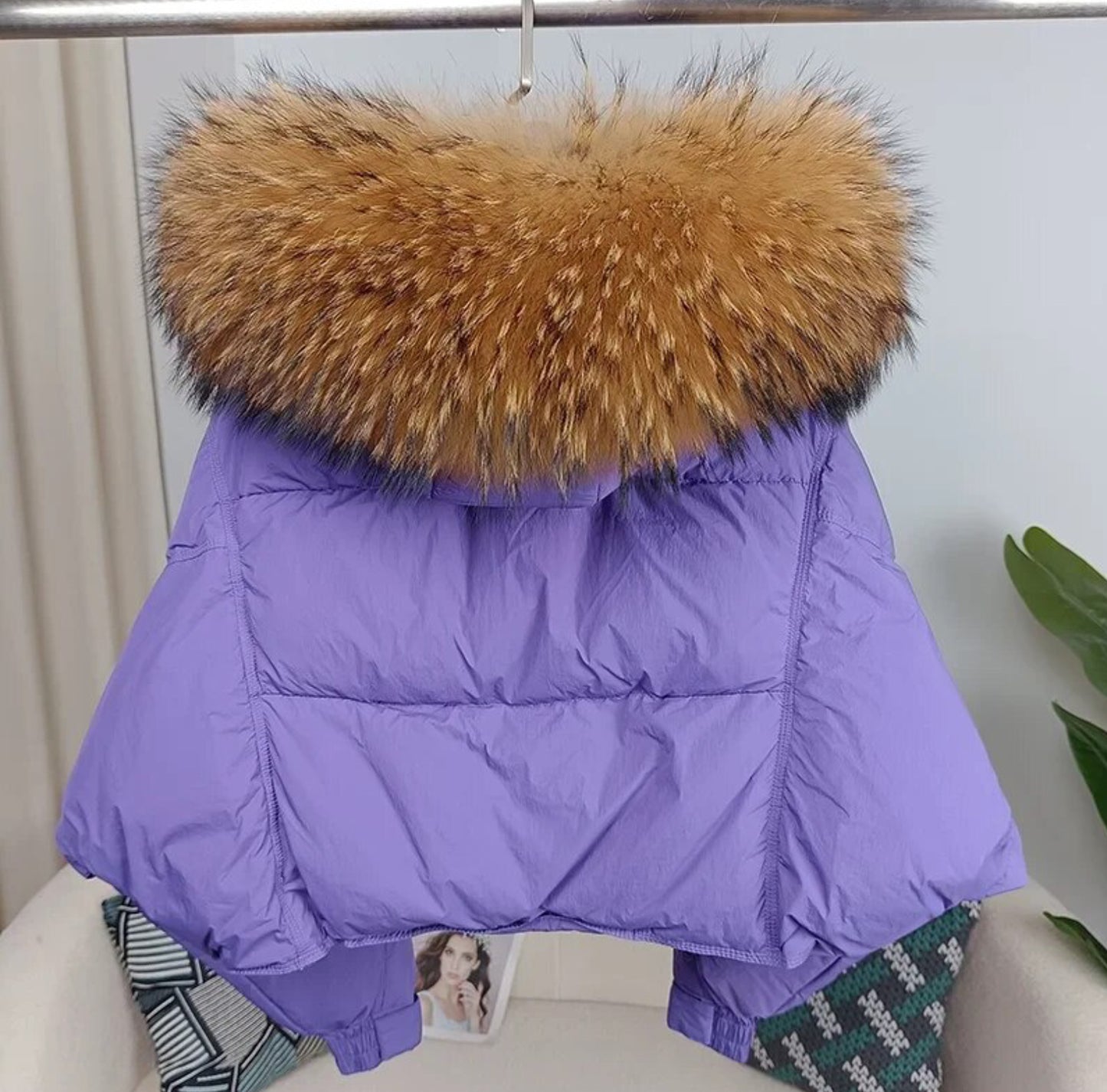 Luxury 100% natural fur puffer coats .💜