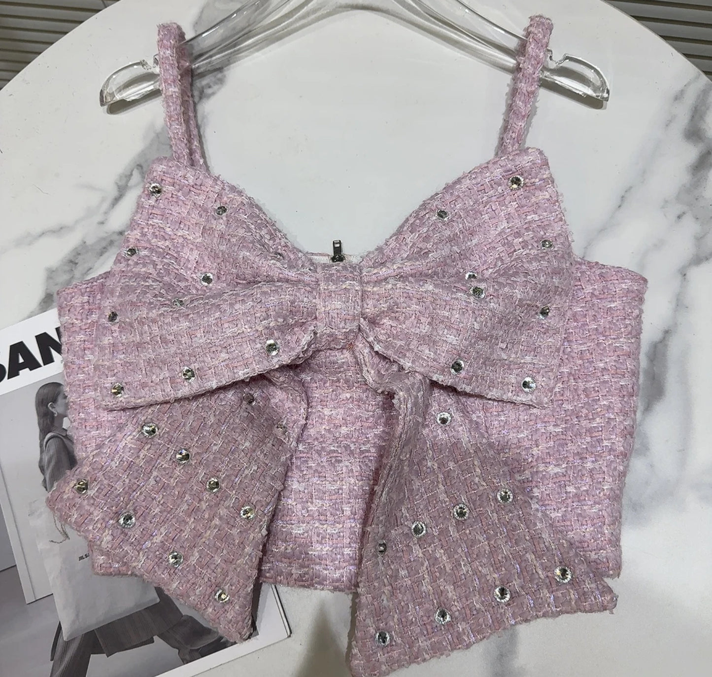 Luxury Limited Edition Tweed Big Bow Diamond Co-ord sets .