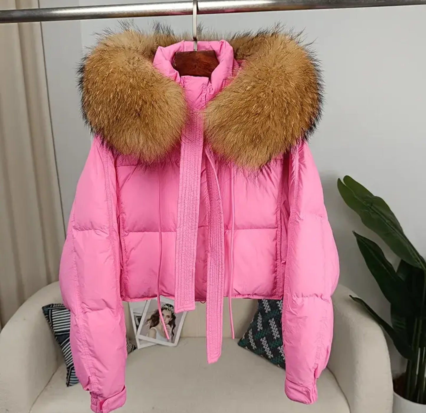 Luxury 100% natural fur puffer coats .💜