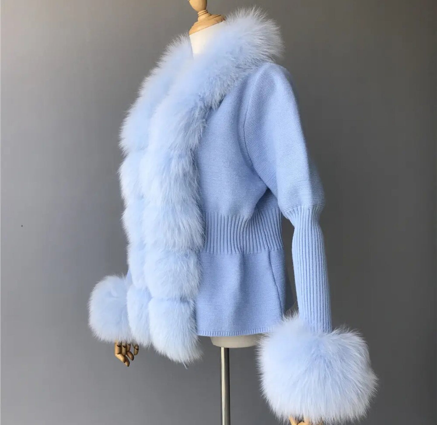 Luxury fox fur winter cardigans . Jackets