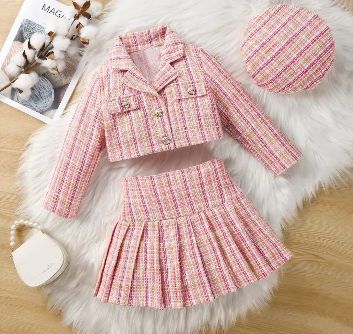 Girls Three piece set Tweed sets . Kids Collection