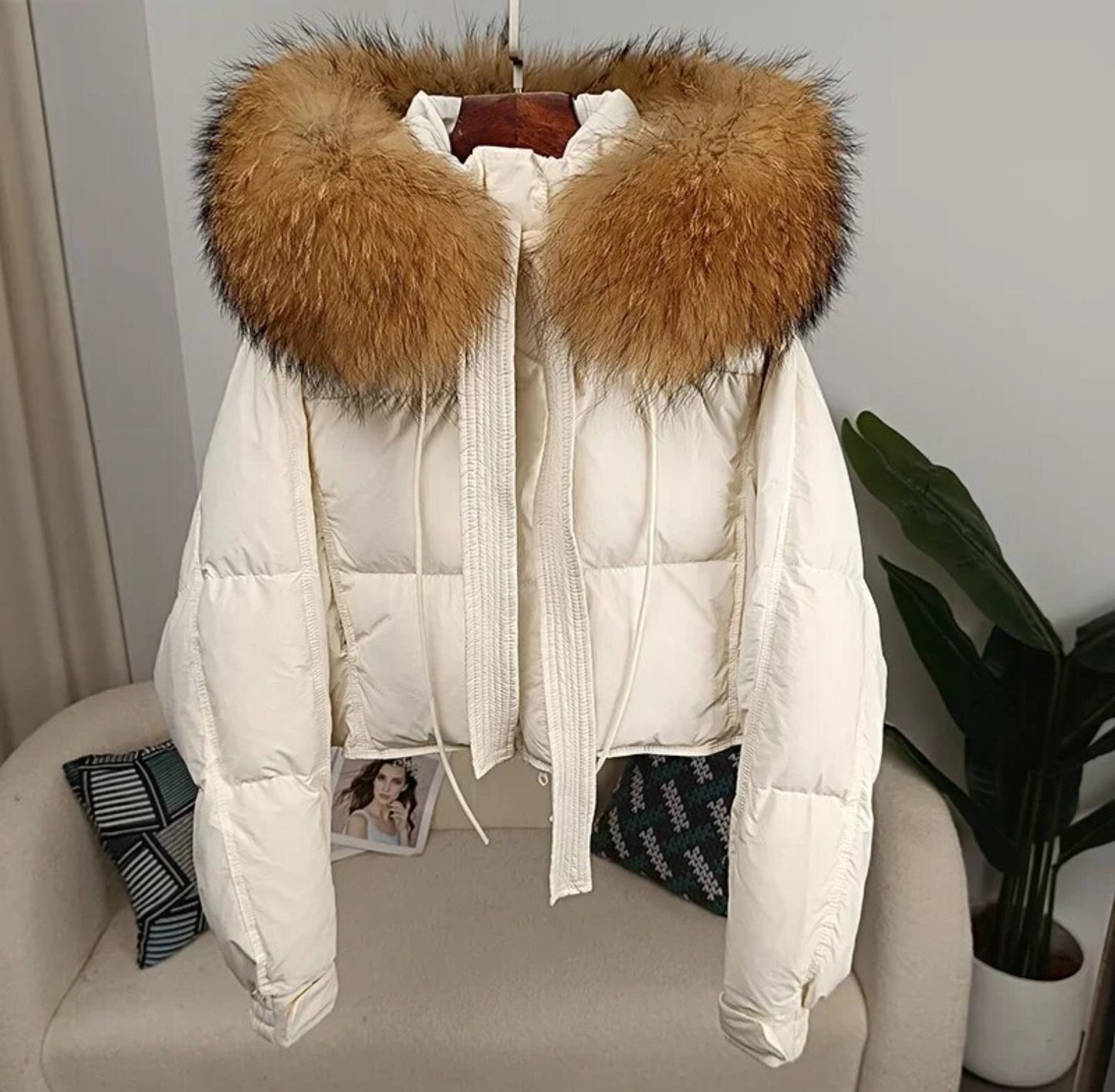 Luxury 100% natural fur puffer coats .💜