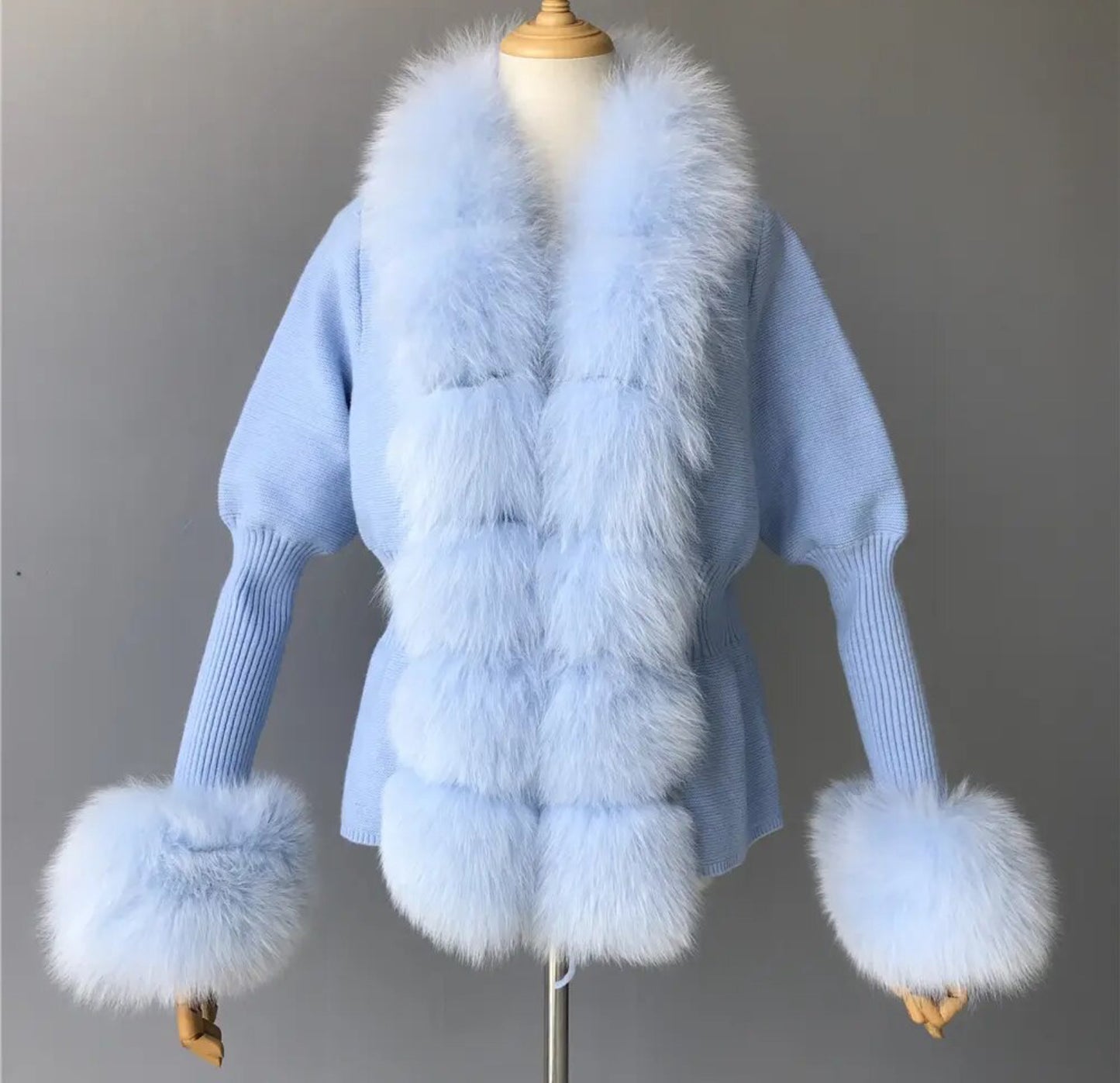 Luxury fox fur winter cardigans . Jackets