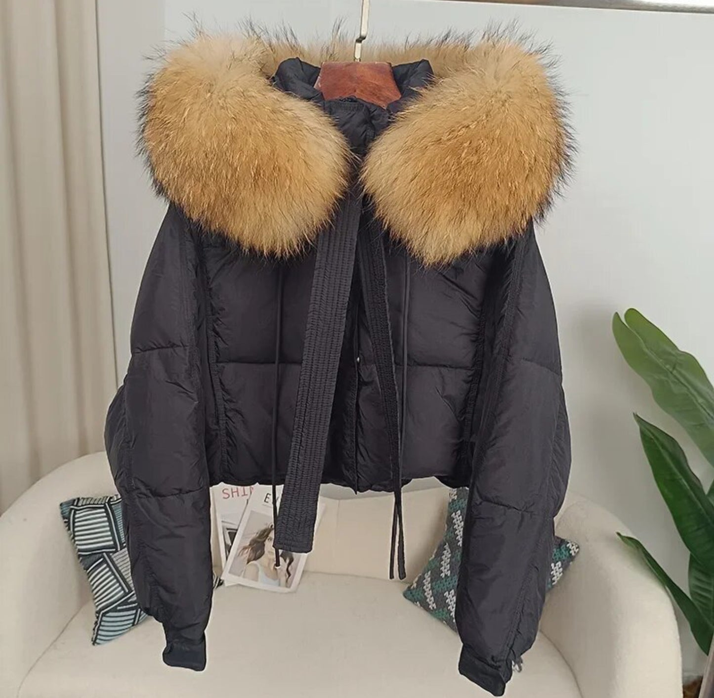 Luxury 100% natural fur puffer coats .💜