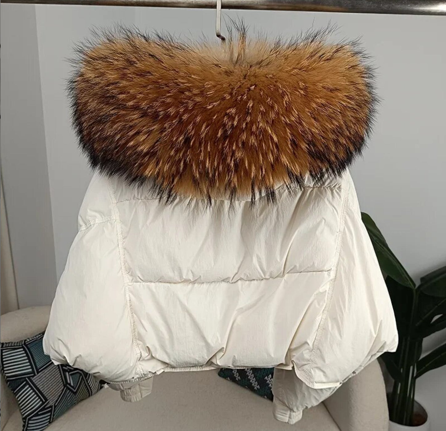 Luxury 100% natural fur puffer coats .💜