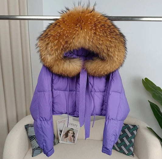 Luxury 100% natural fur puffer coats .💜