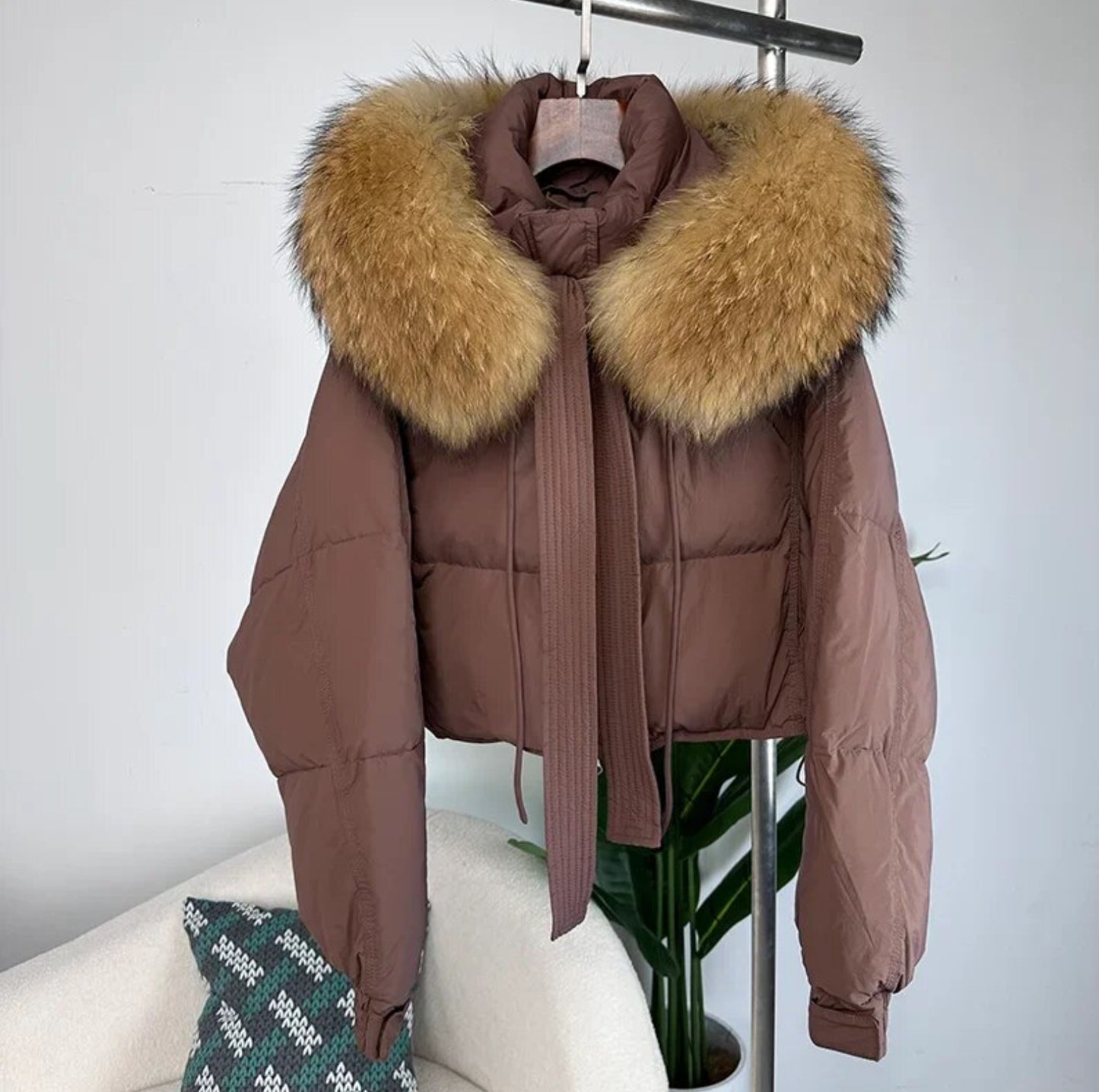 Luxury 100% natural fur puffer coats .💜