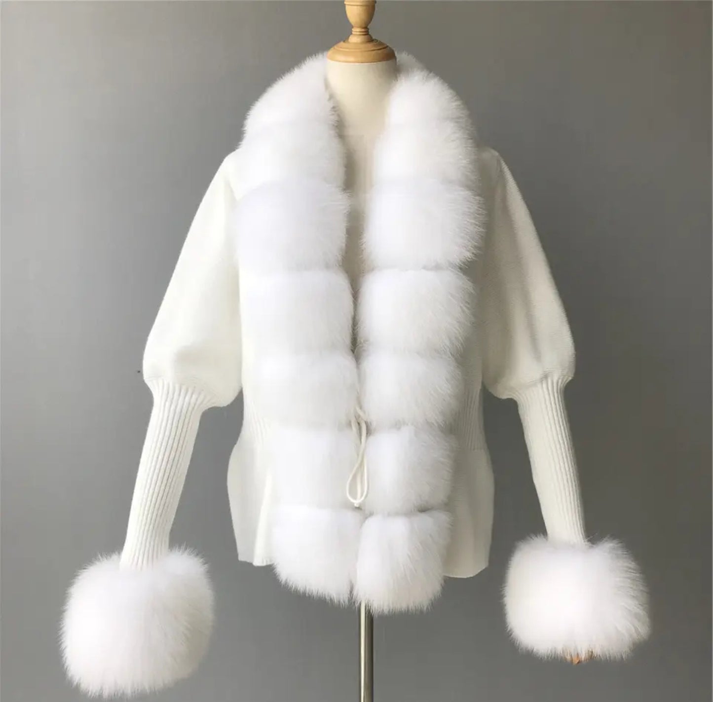 Luxury fox fur winter cardigans . Jackets