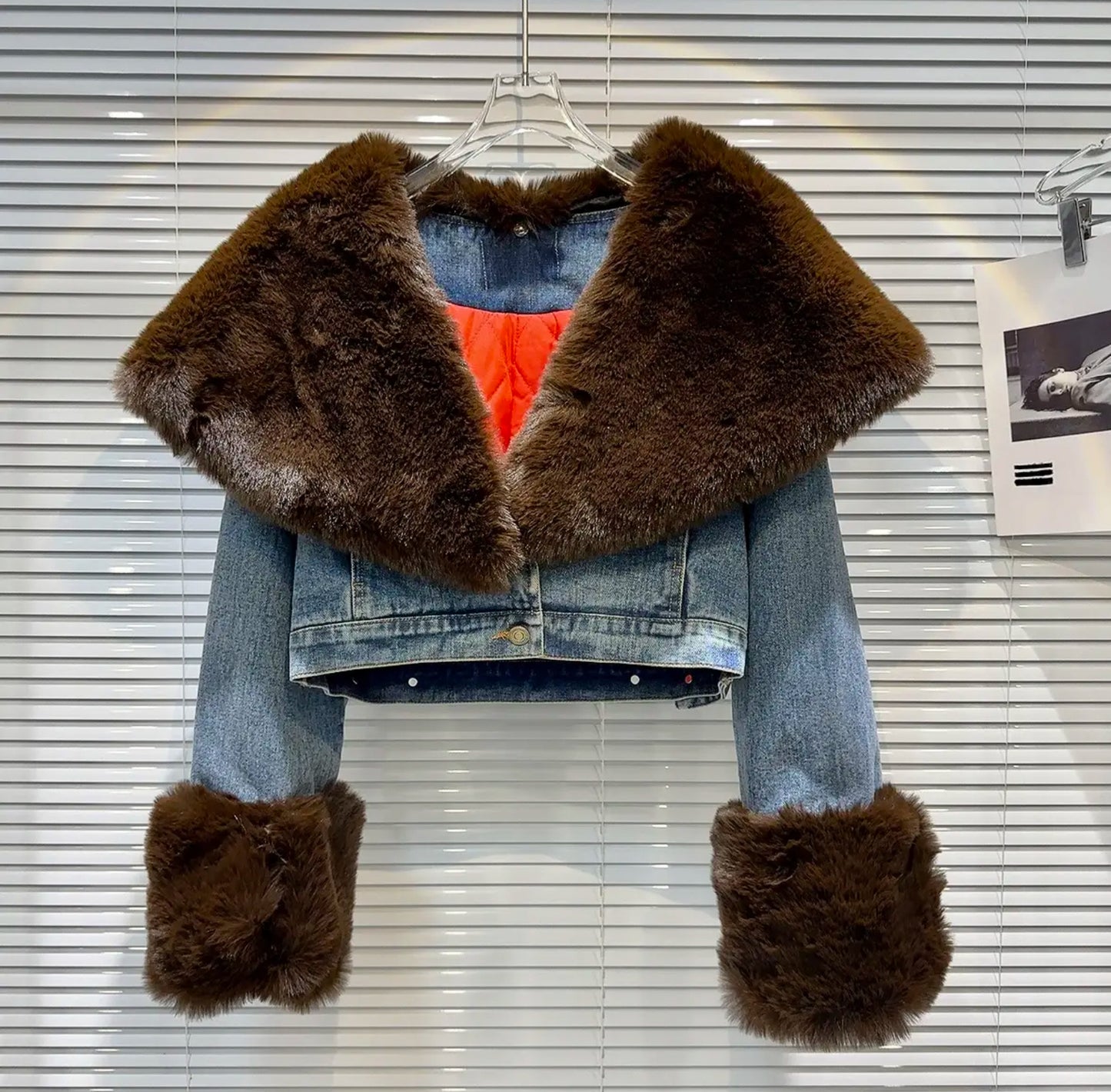 Luxury limited edition fur denim jacket .