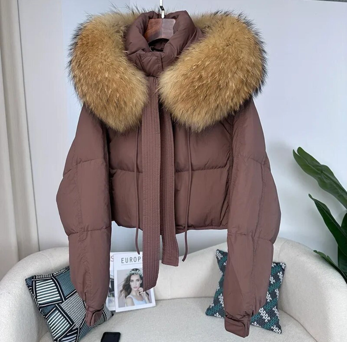 Luxury 100% natural fur puffer coats .💜