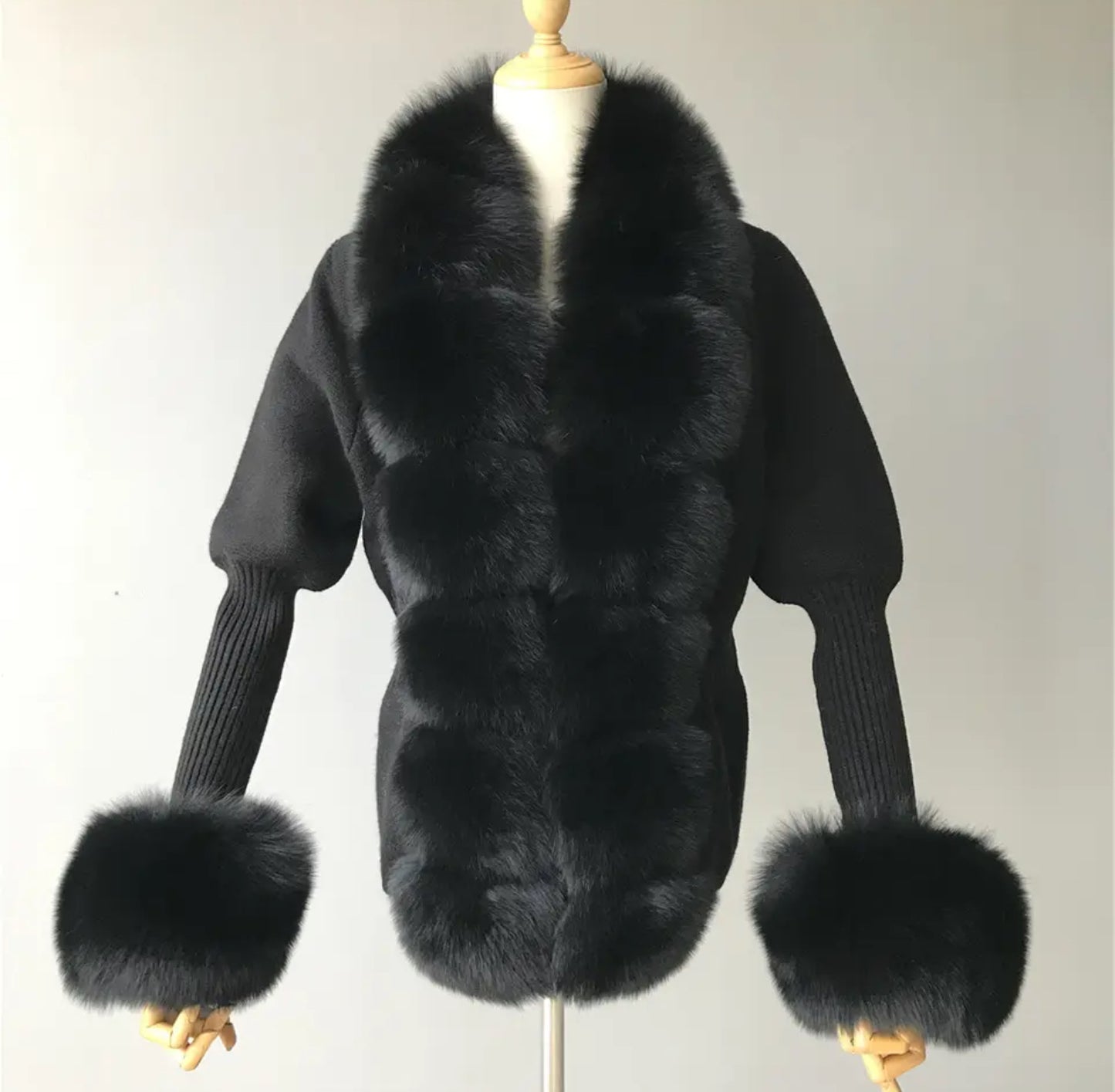 Luxury fox fur winter cardigans . Jackets