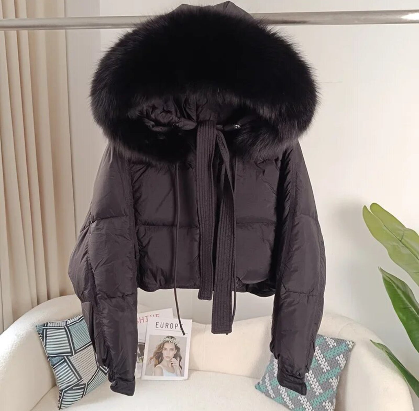 Luxury 100% natural fur puffer coats .💜