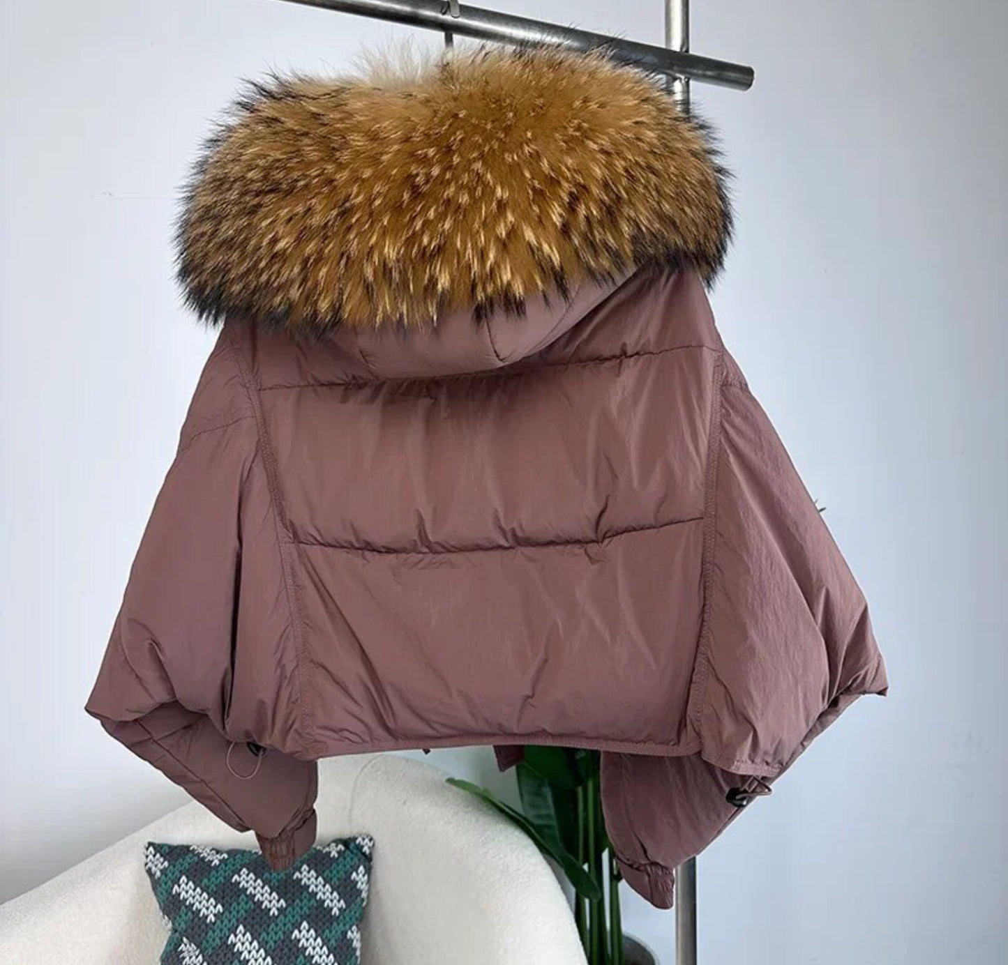 Luxury 100% natural fur puffer coats .💜