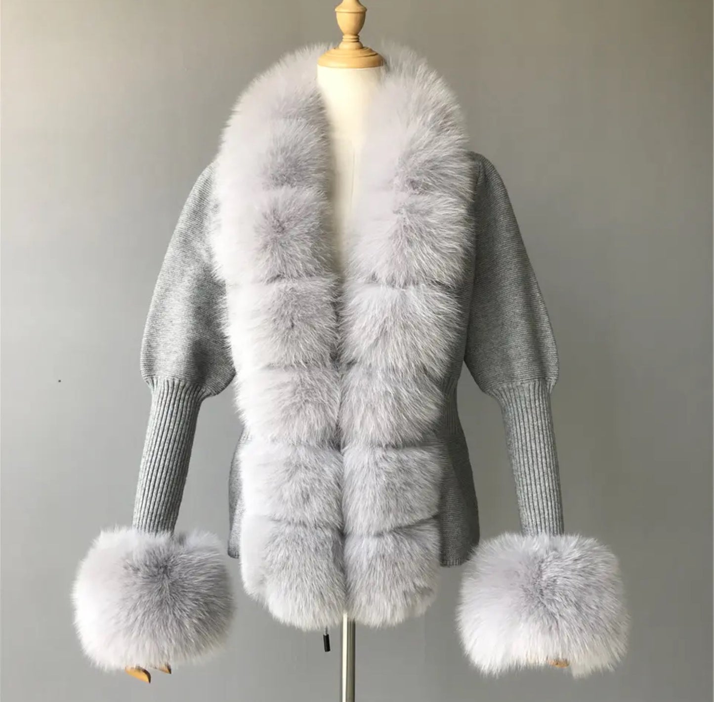 Luxury fox fur winter cardigans . Jackets