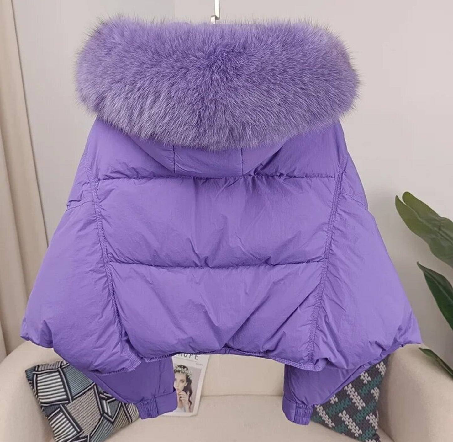 Luxury 100% natural fur puffer coats .💜