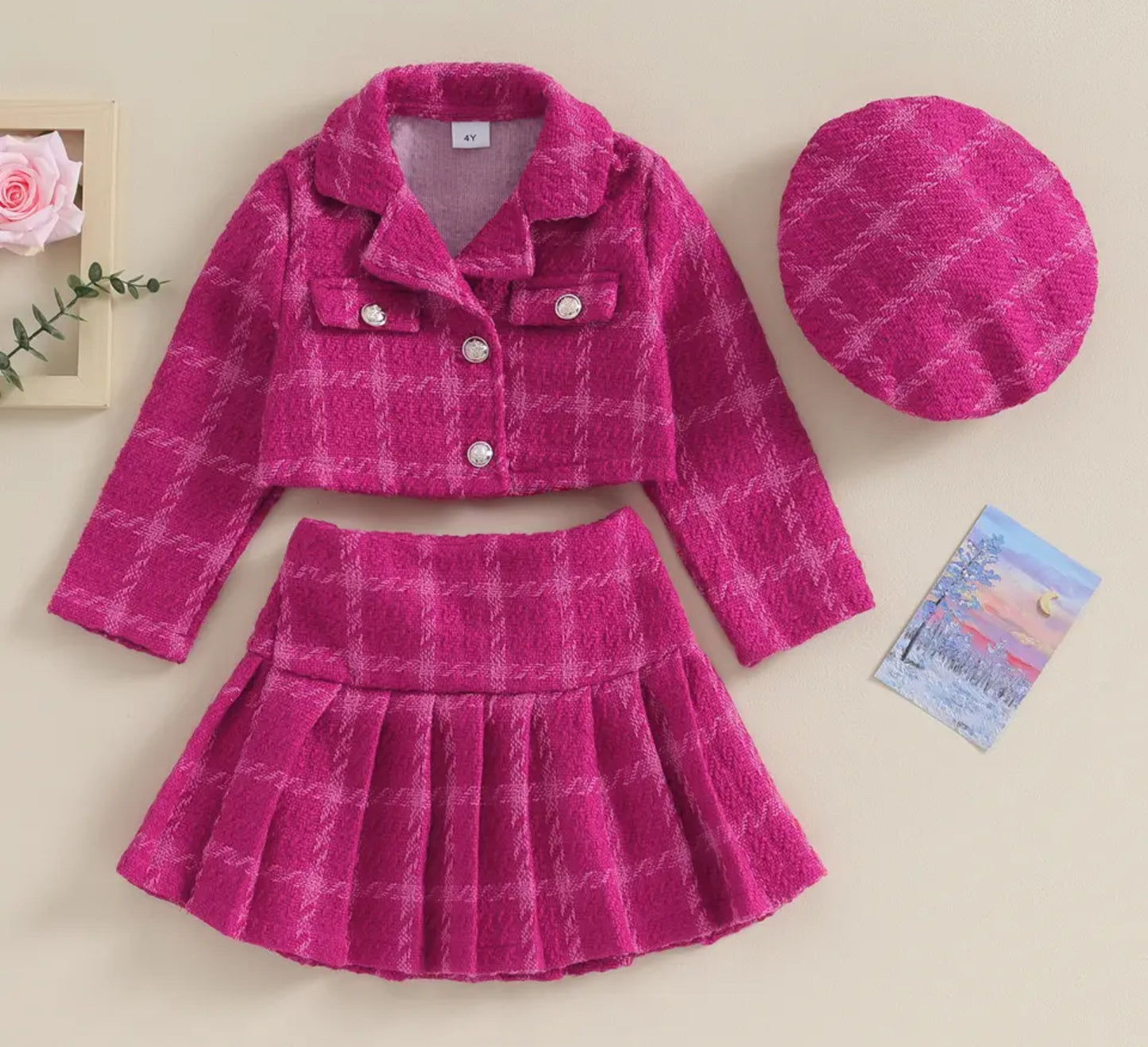 Girls Three piece set Tweed sets . Kids Collection