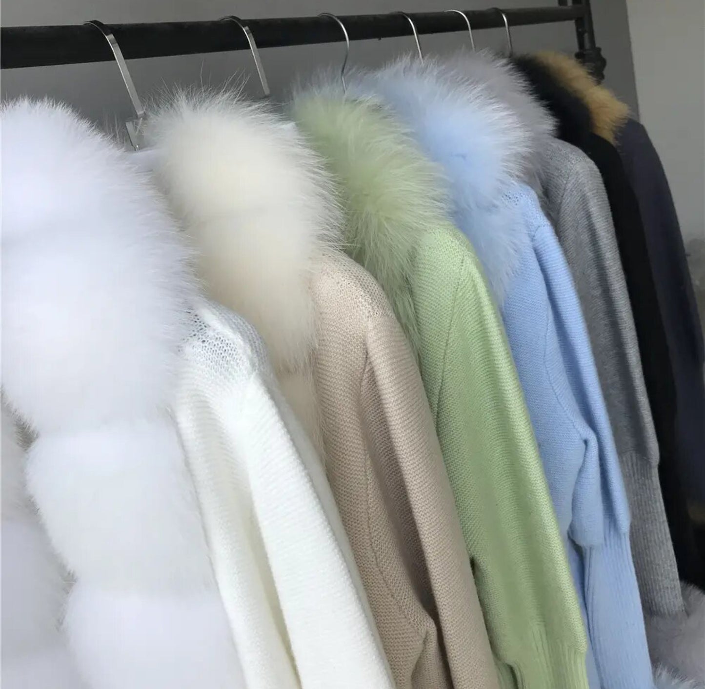 Luxury fox fur winter cardigans . Jackets