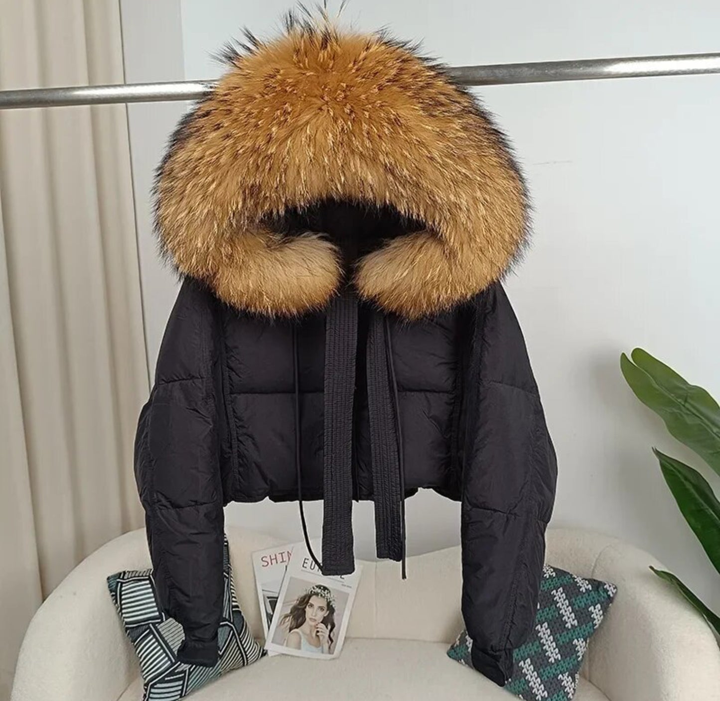 Luxury 100% natural fur puffer coats .💜