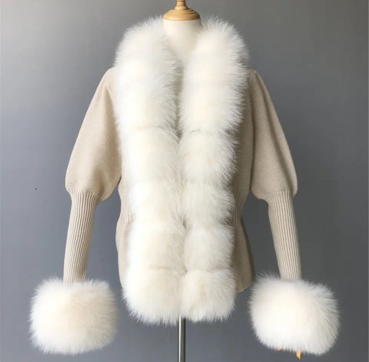 Luxury fox fur winter cardigans . Jackets