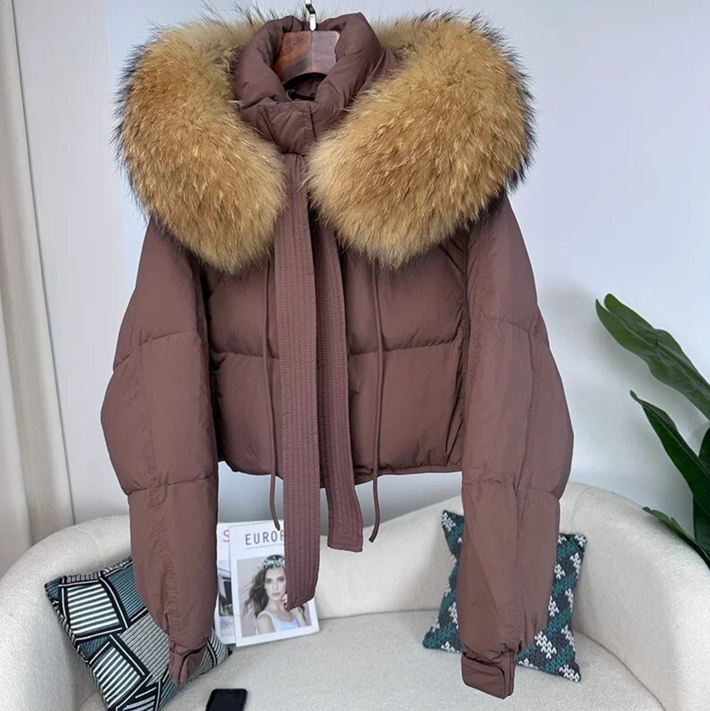 Luxury 100% natural fur puffer coats .💜