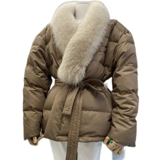 Winter fur puffer coat .