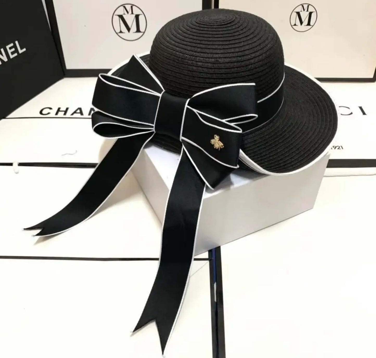 Luxury bow hats .    Accessories