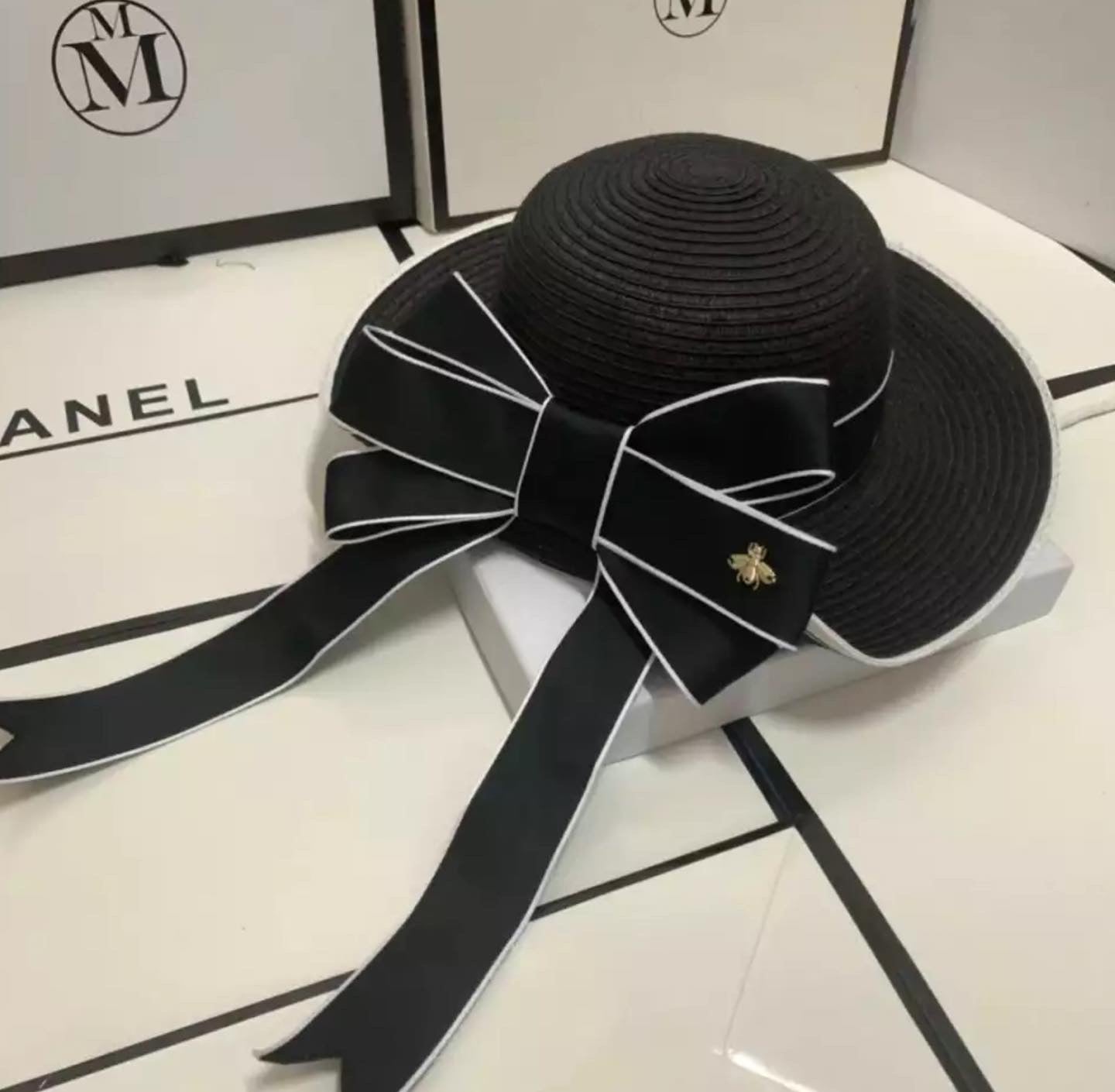 Luxury bow hats .    Accessories