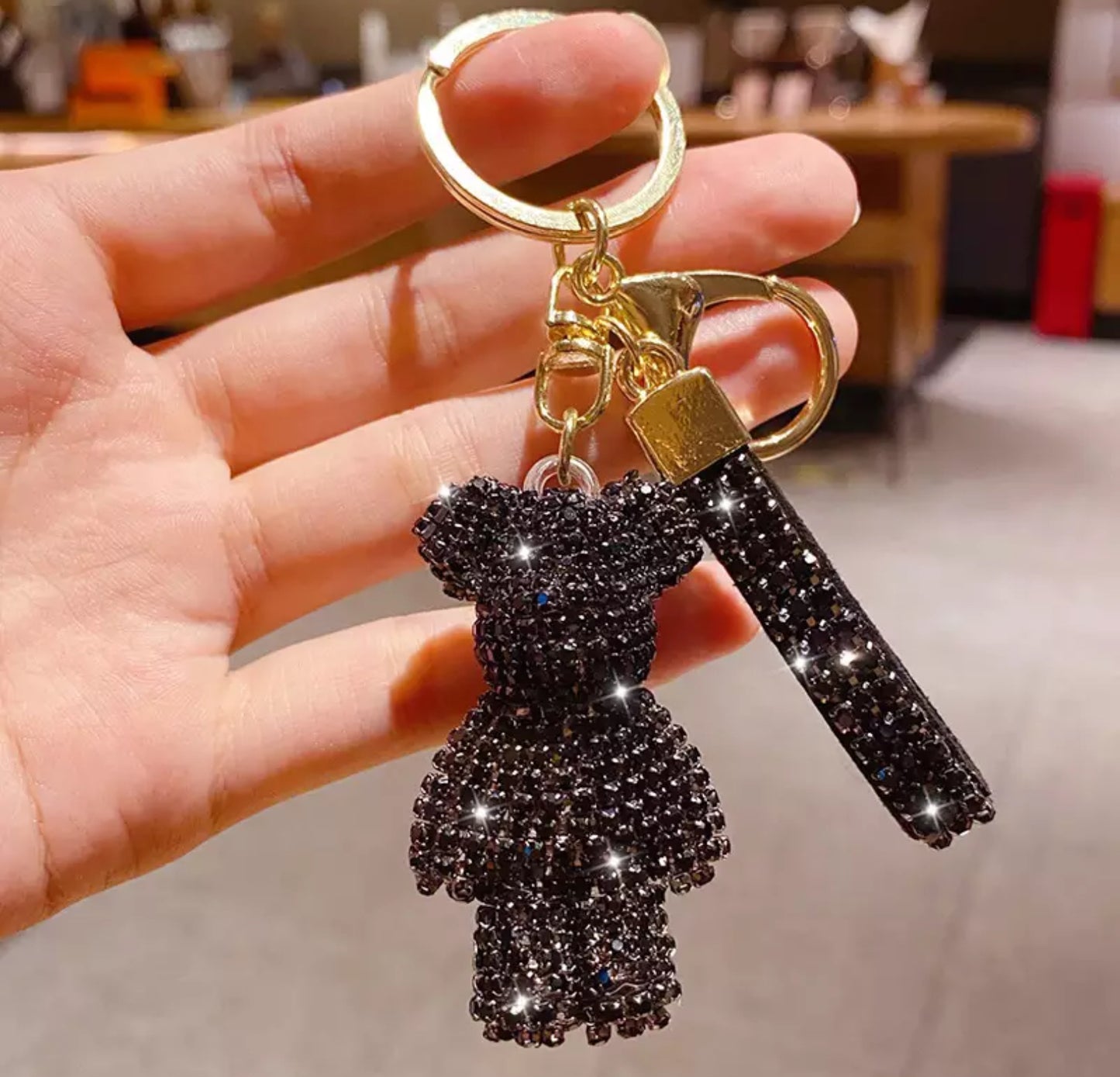 Rhinestone bear key rings. Accessories