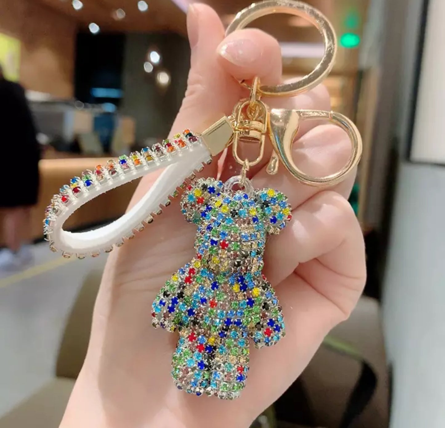 Rhinestone bear key rings. Accessories