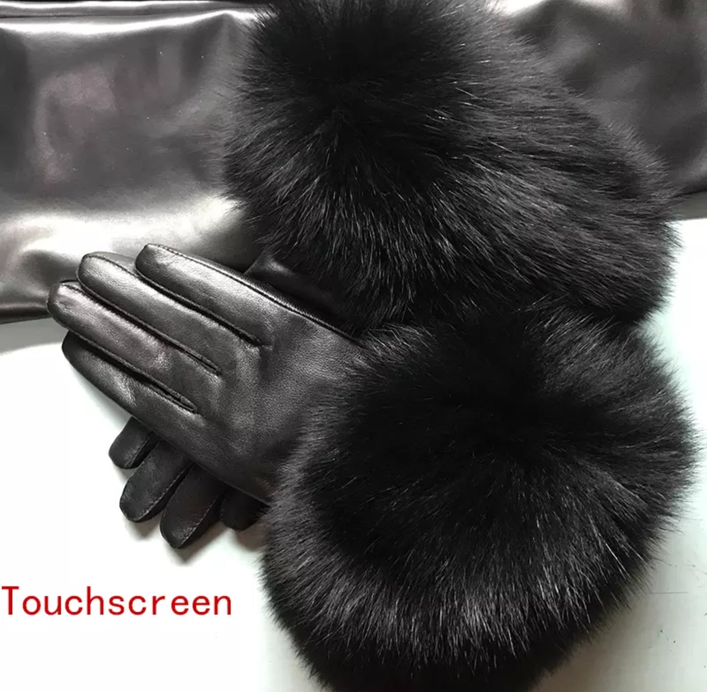 Luxury fur leather gloves .    Accessories